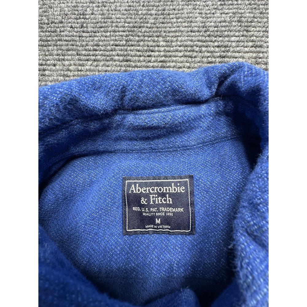 Abercrombie & Fitch Shirt Mens Medium‎ Blue Herringbone Flannel Button Down - Picture 5 of 8